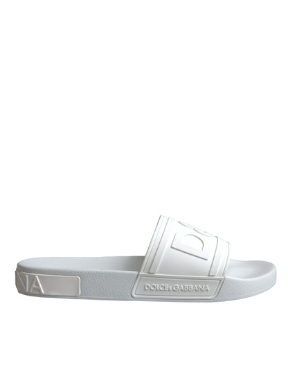 Dolce & Gabbana White Rubber Slides Sandals Beachwear Shoes