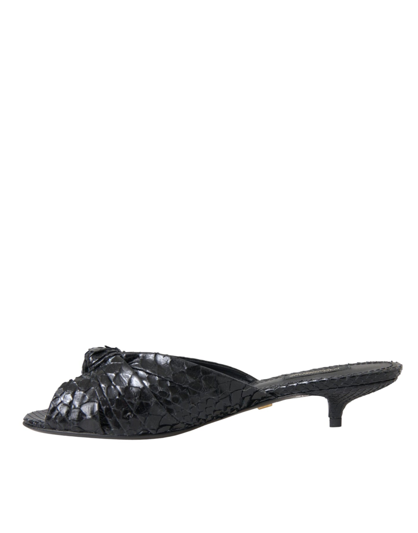 Dolce & Gabbana Black Exotic Leather Heels Slides Shoes