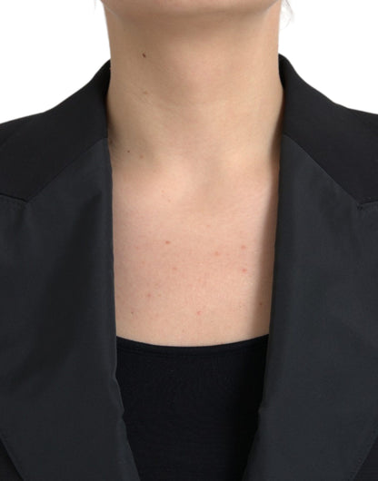 Dolce & Gabbana Black Polyester Puffed Sleeves Cropped Jacket