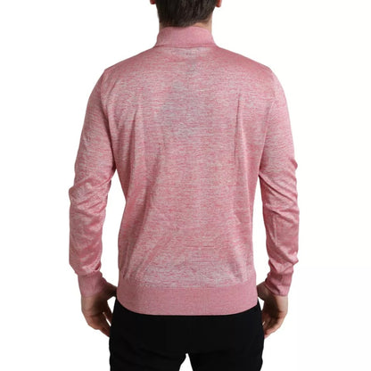 Dolce & Gabbana Pink Polyester Collared Men Pullover Sweater