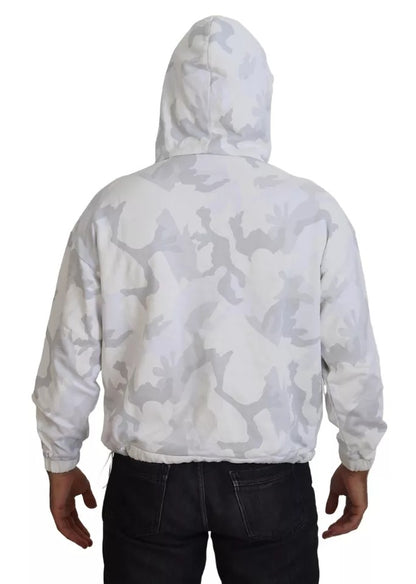 Dolce & Gabbana White Camouflage Hooded Sweatshirt Sweater