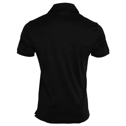 Dolce & Gabbana Black Logo Cotton Collared Polo Top T-shirt