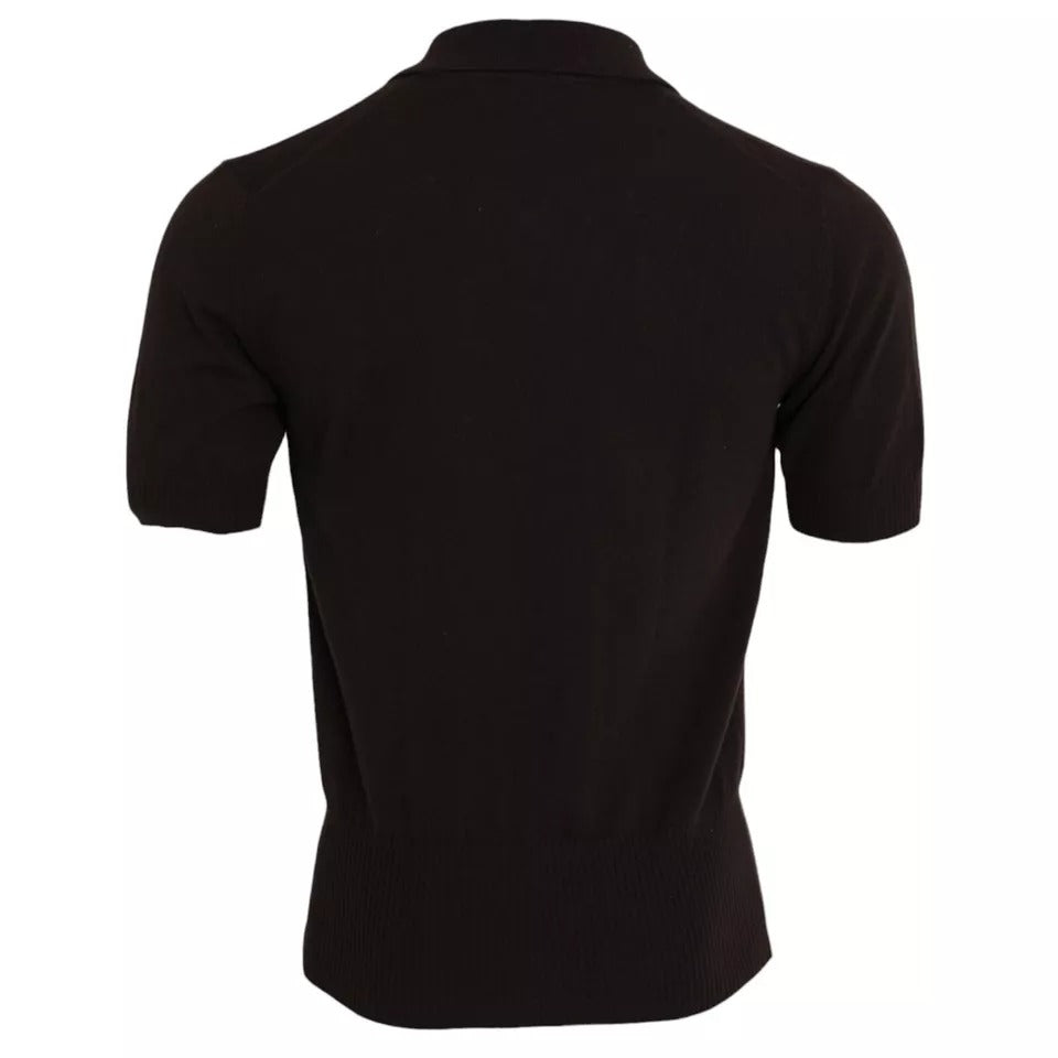 Dolce & Gabbana Brown Logo Collared Short Sleeve Men T-shirt