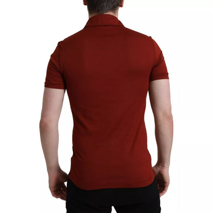 Dolce & Gabbana Red Logo Collared Short Sleeve Men T-shirt