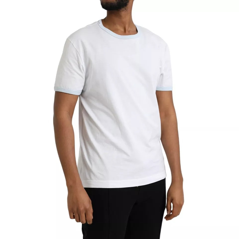 Dolce & Gabbana White Cotton Round Neck Short Sleeve T-shirt