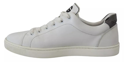 Dolce & Gabbana White Leather Heart Low Top Sneakers Casual Shoes