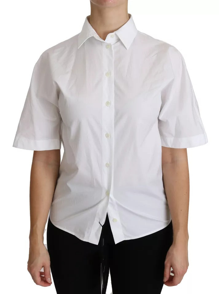 Dolce & Gabbana White Collared Short Sleeve Polo Shirt Top