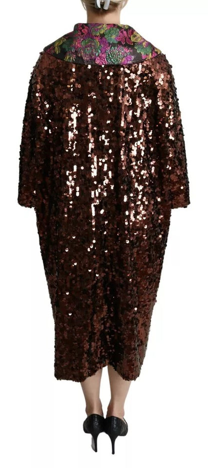 Dolce & Gabbana Multicolor Sequined Long Coat Jaquard Jacket