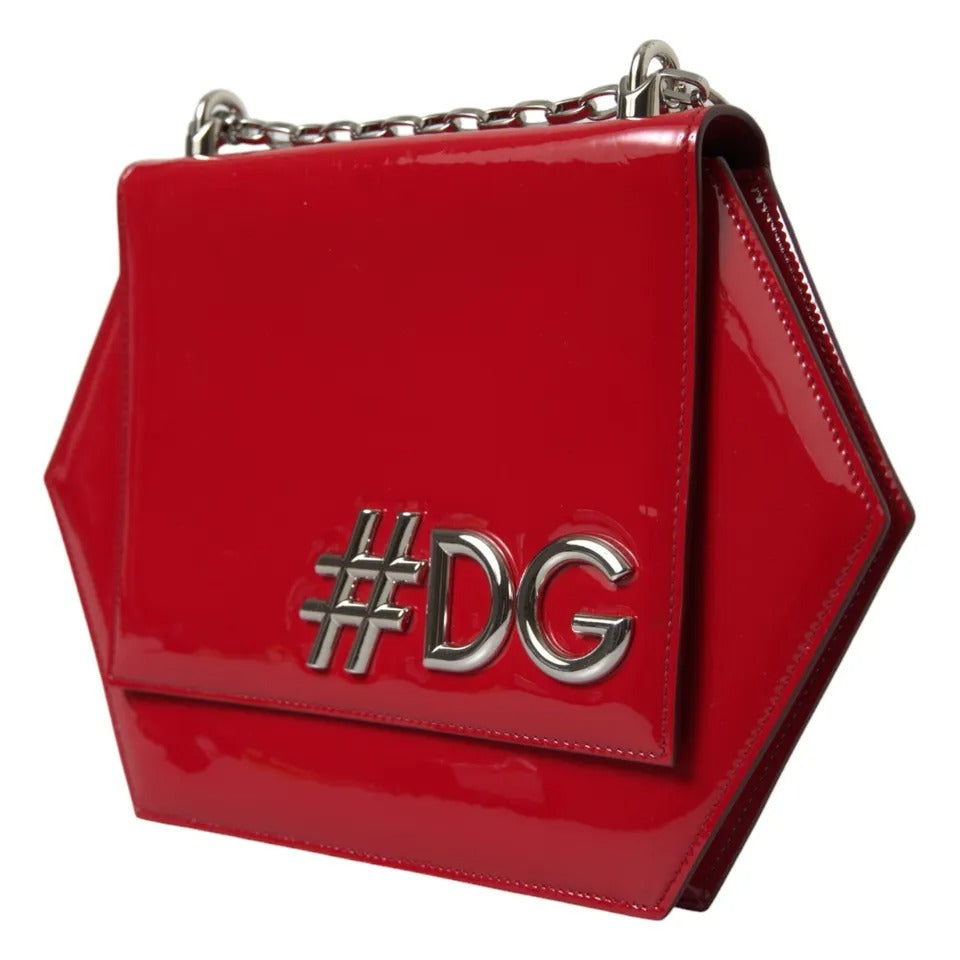 Dolce & Gabbana Red Patent Leather DG GIRLS Clutch Shoulder Bag