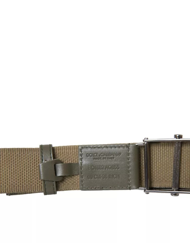 Dolce & Gabbana Brown Canvas Square Metal Buckle Men Belt