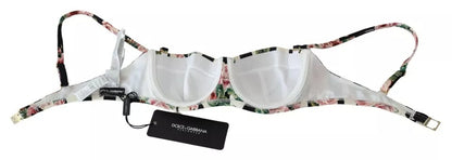 Dolce & Gabbana Multicolor Striped Rose Print Swimwear Bikini Top