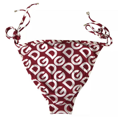 Dolce & Gabbana Bordeaux DG Mania Print Bottom Beachwear Bikini