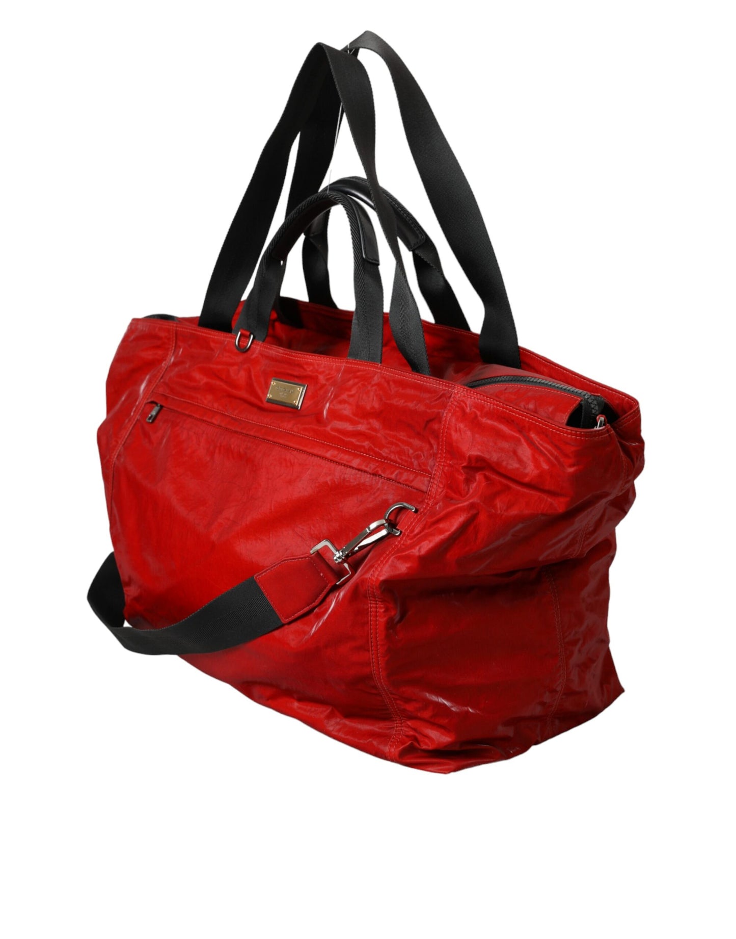 Dolce & Gabbana Red Nylon Calfskin Hand Shoulder Duffel Bag