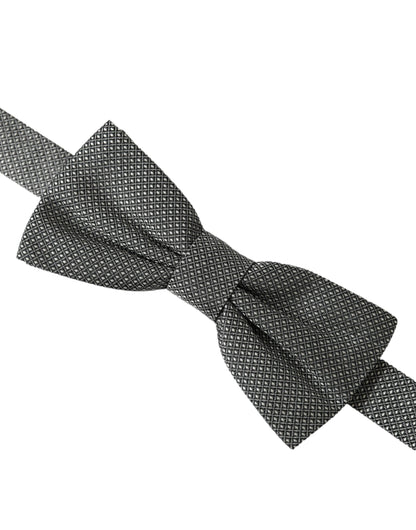 Dolce & Gabbana Gray Silk Patterned Adjustable Neck Men Papillon Bow Tie