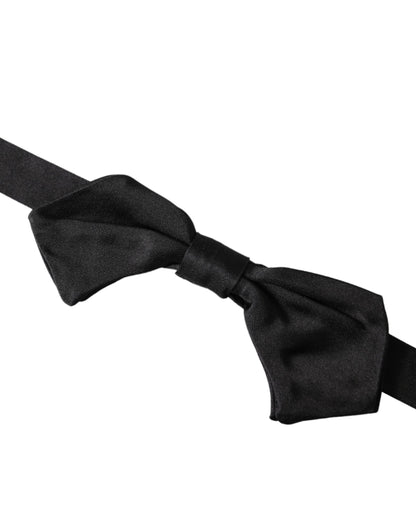 Dolce & Gabbana Black Satin Silk Adjustable Neck Men Bow Tie