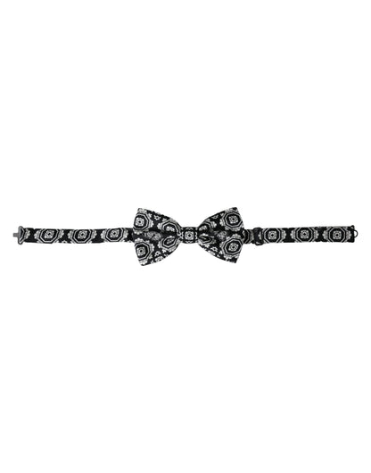 Dolce & Gabbana Black White Printed Adjustable Neck Men Bow Tie