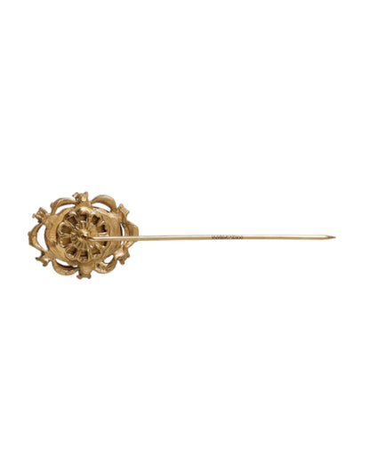 Dolce & Gabbana Gold Tone Brass Oval Gem Stone Men Pin Brooch