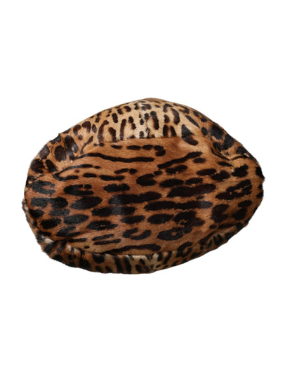 Dolce & Gabbana Brown Leopard Fur Women Bucket Hat