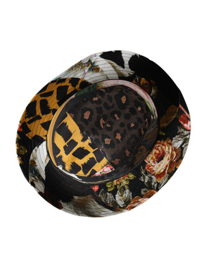 Dolce & Gabbana Multicolor Patchwork Women Fedora Wide Brim Hat