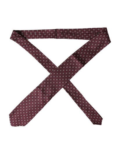 Dolce & Gabbana Maroon Silk Branded Logo Adjustable Men Tie