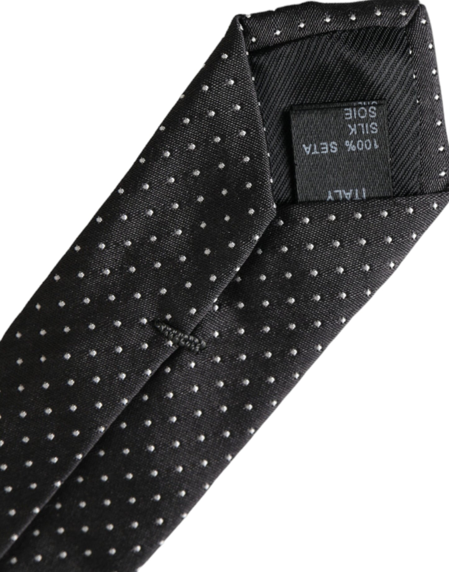 Dolce & Gabbana Black Polka Dot Silk Adjustable Men Tie