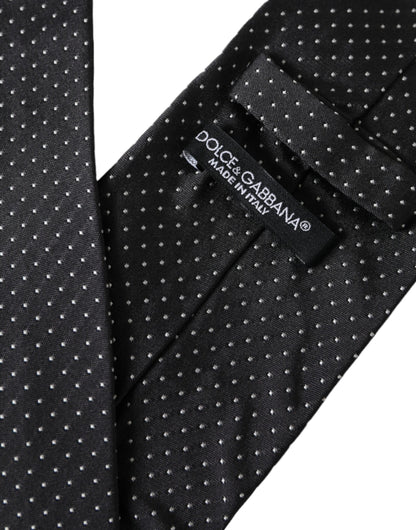 Dolce & Gabbana Black Polka Dot Silk Adjustable Men Tie