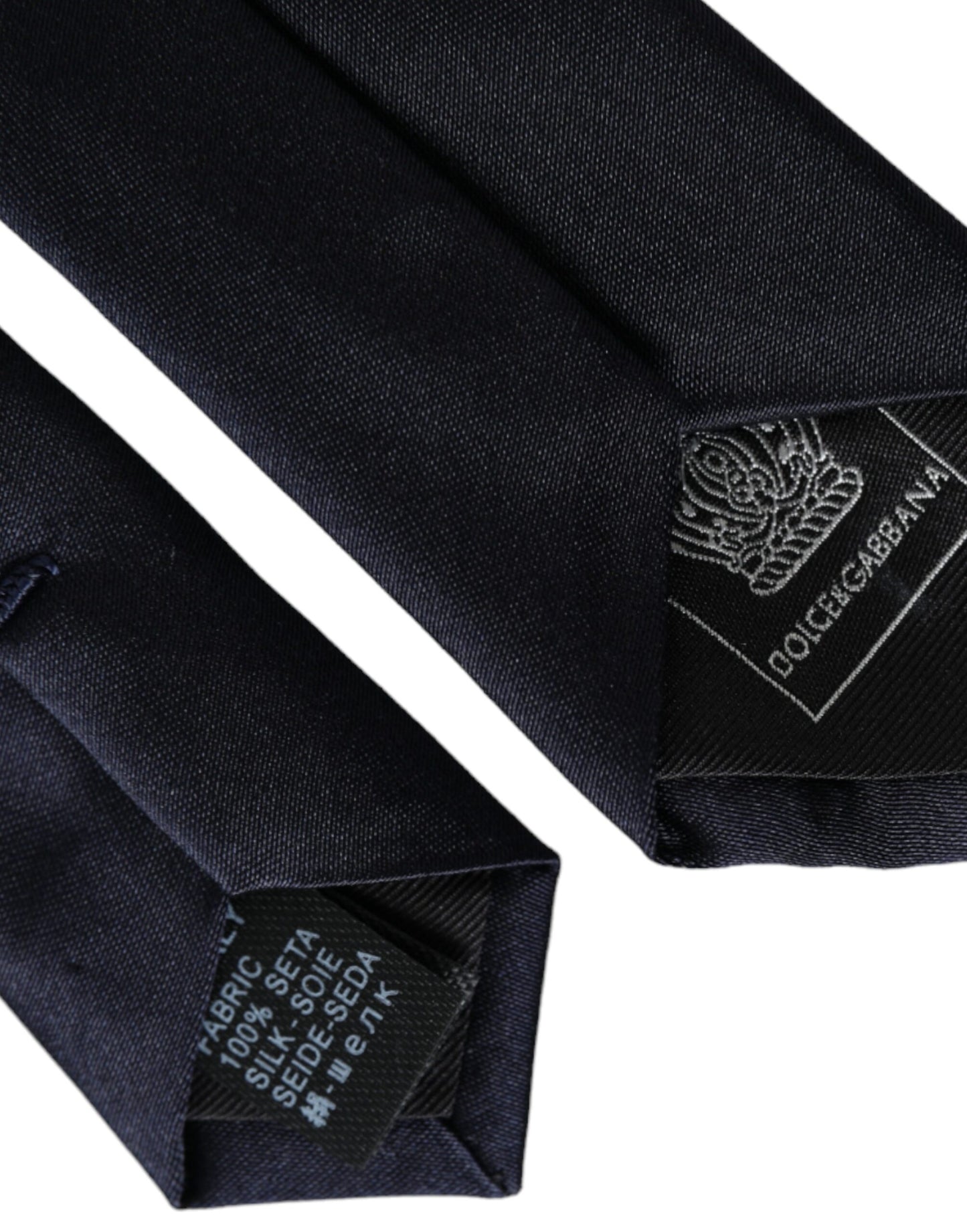 Dolce & Gabbana Dark Blue Solid Silk Adjustable Men Tie