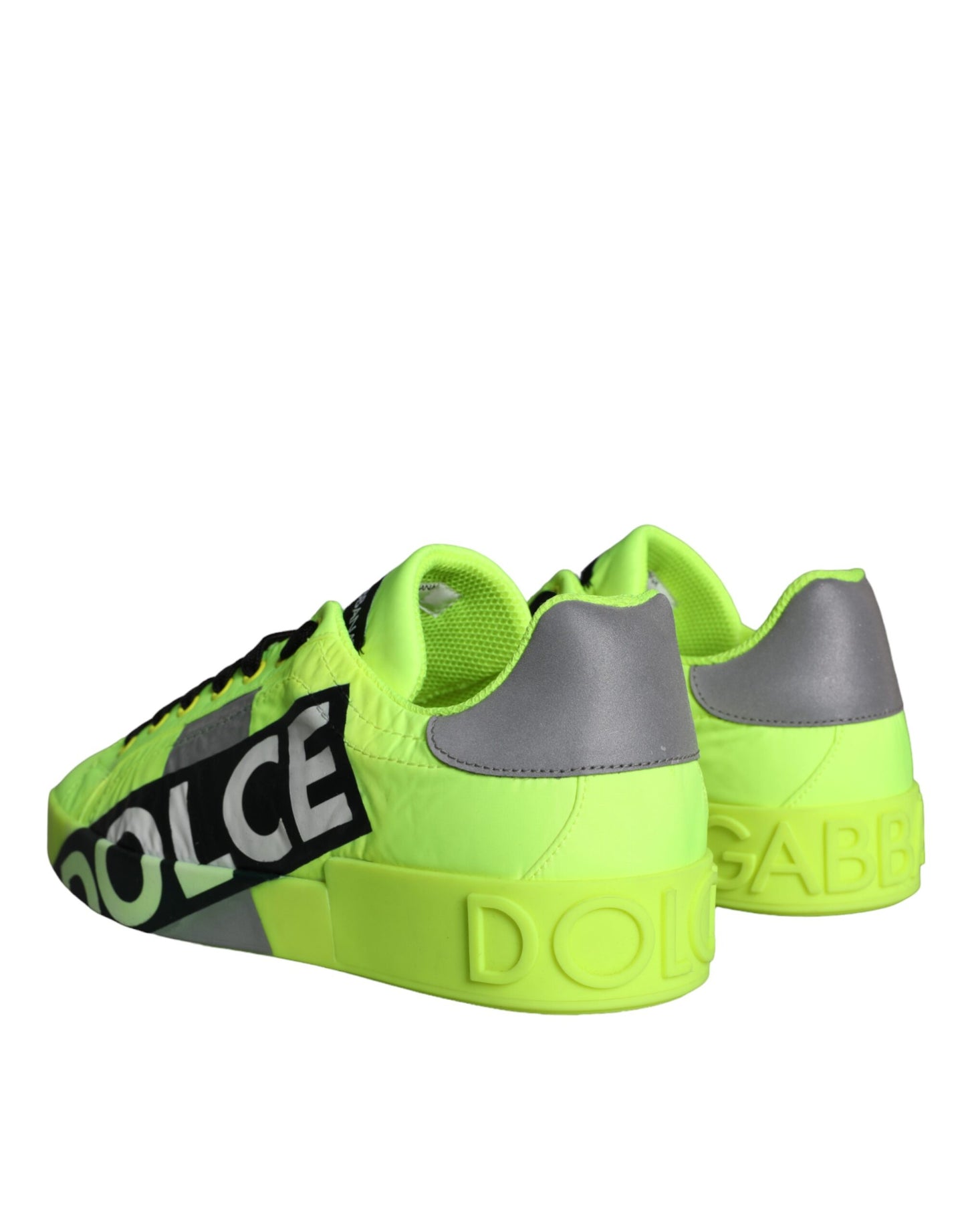 Dolce & Gabbana Neon Green Logo Tape Low Top Sneakers Shoes