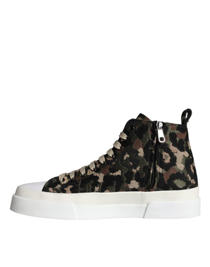 Dolce & Gabbana Multicolor Camouflage High Top Sneaker Shoes