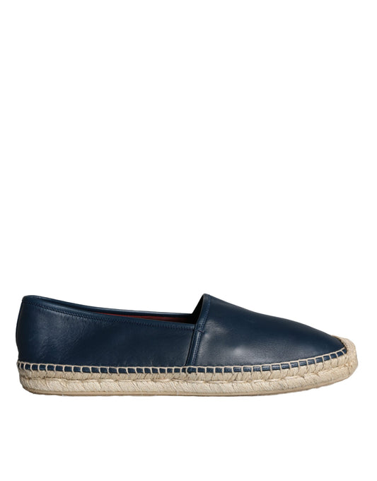 Dolce & Gabbana Blue Leather Leather Espadrille Flats Shoes