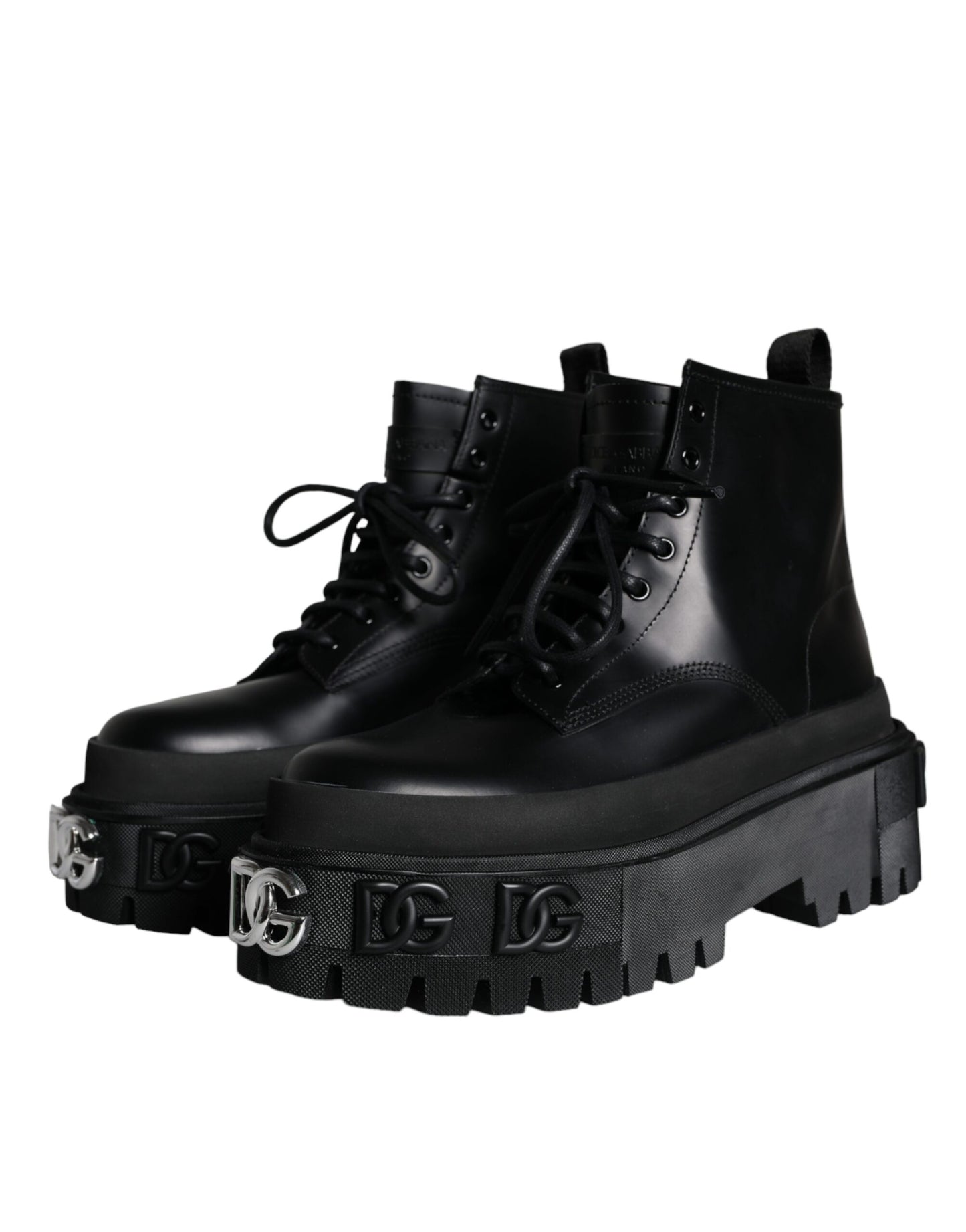 Dolce & Gabbana Black Lace Up Trekking Ankle Boots Men Shoes