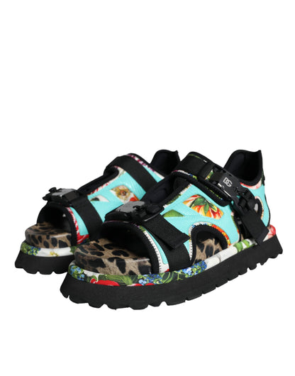 Dolce & Gabbana Multicolor Patchwork Slides Sandals Men Shoes