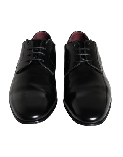 Dolce & Gabbana Black Calfskin Leather Derby Men Dress Shoes