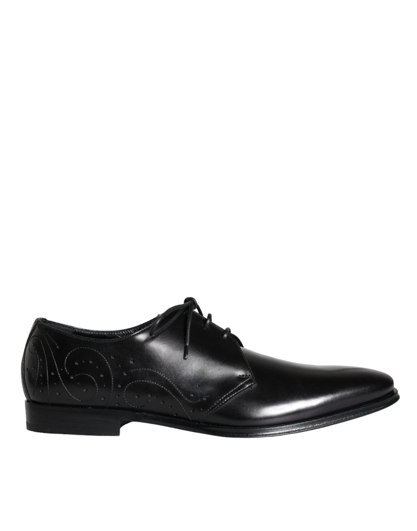 Dolce & Gabbana Black Calfskin Leather Derby Men Dress Shoes