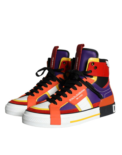 Dolce & Gabbana Multicolor Leather High Top Sneakers Shoes