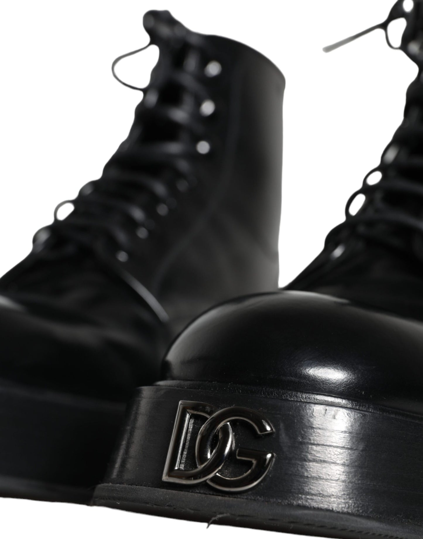 Dolce & Gabbana Black Leather Lace Up Ankle Boots Men Shoes