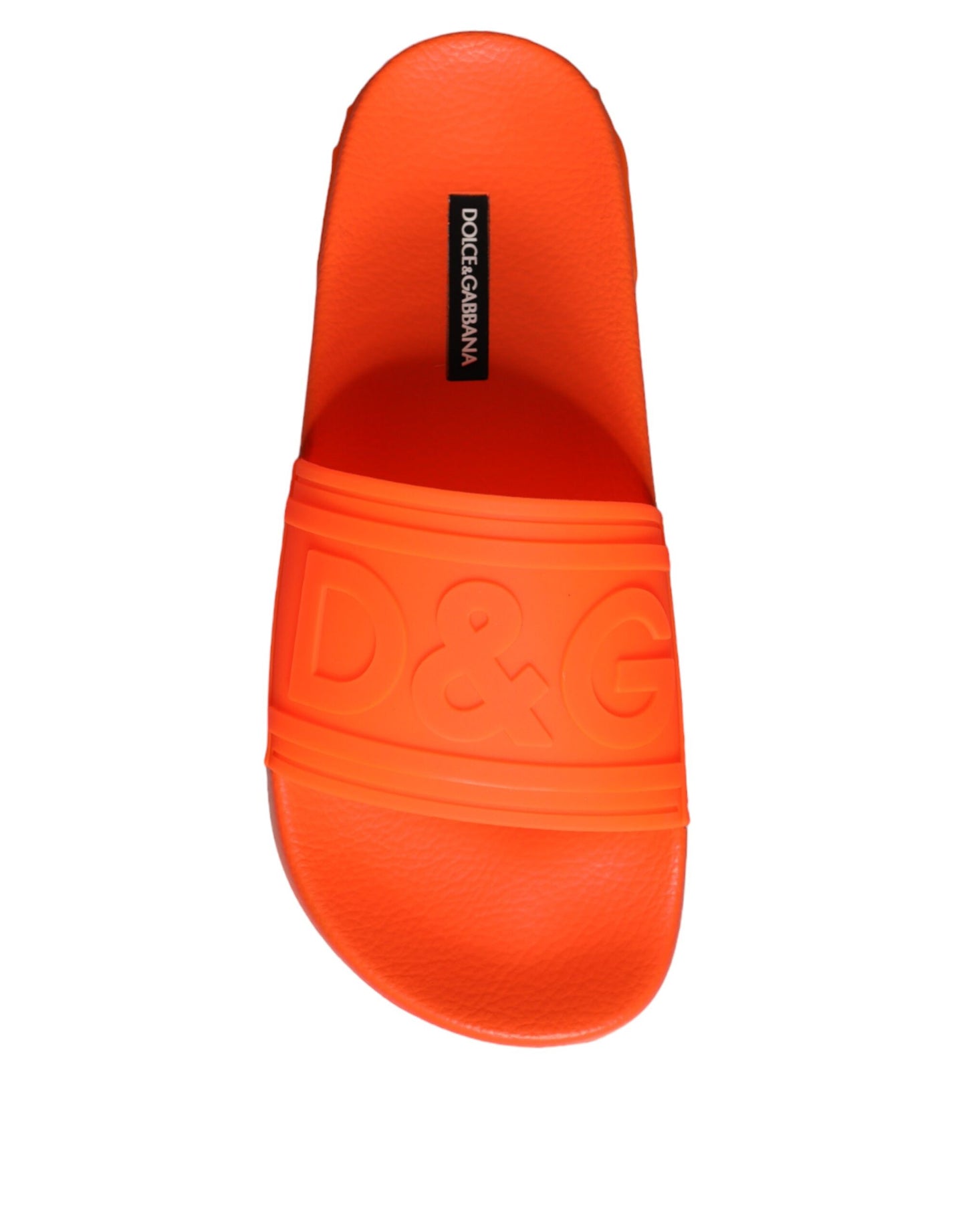 Dolce & Gabbana Orange Rubber Slides Sandals Beachwear Shoes