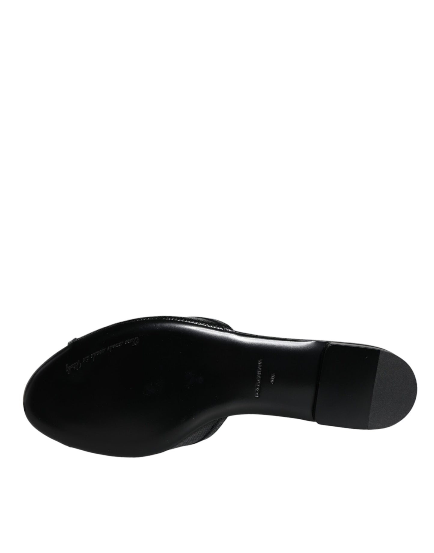 Dolce & Gabbana Black DG Amore Leather Slip On Flats Shoes