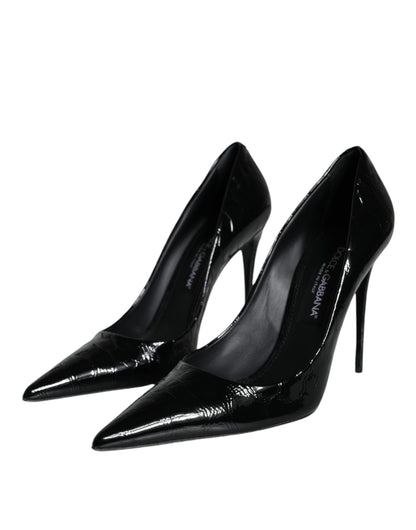 Dolce & Gabbana Black Patent Leather High Heels Pumps Shoes