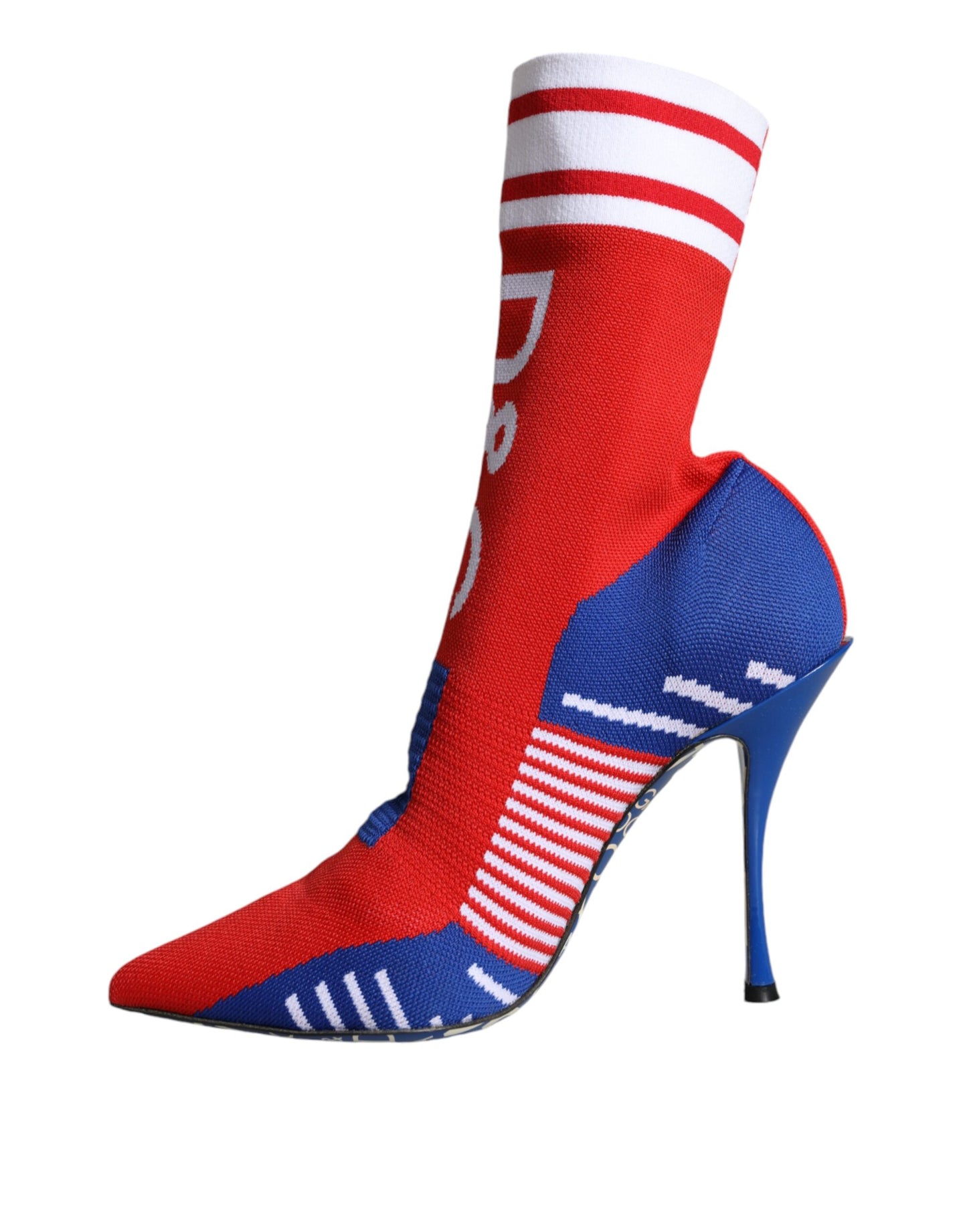 Dolce & Gabbana Red Blue Stretch Sock Style Ankle Boots Logo Shoes