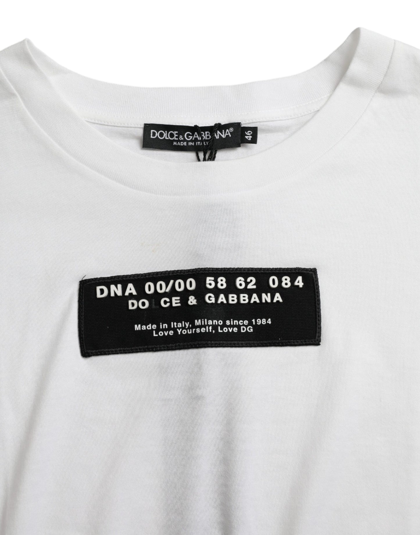 Dolce & Gabbana White Cotton Short Sleeve Crewneck T-shirt