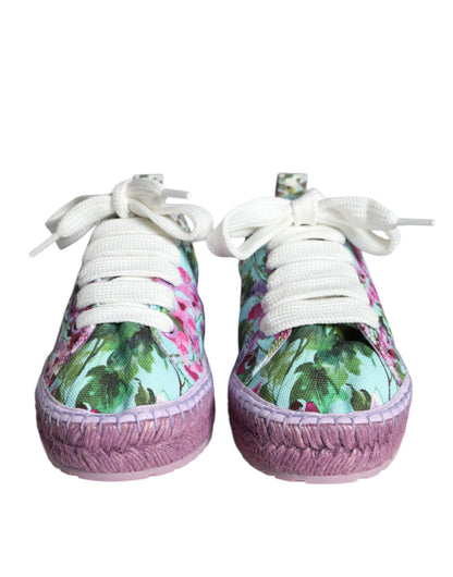 Dolce & Gabbana Multicolor Canvas Floral Espadrilles Sneakers Shoes