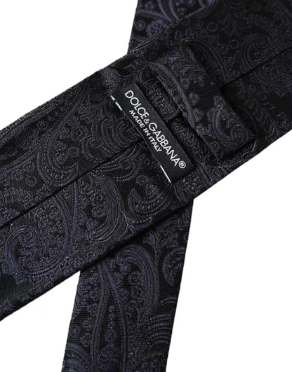 Dolce & Gabbana Black Patterned 100% Silk Adjustable Men Tie