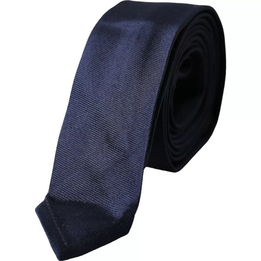 Dolce & Gabbana Dark Blue Silk Skinny Adjustable Tie