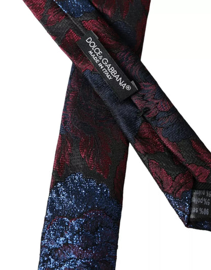 Dolce & Gabbana Red Blue Floral Fantasy Silk Adjustable Men Tie