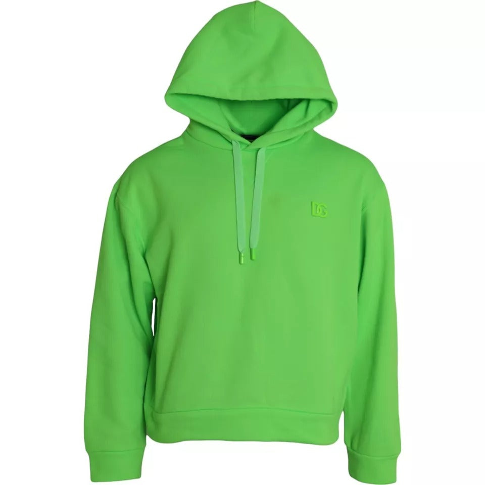 Dolce & Gabbana Green Logo Hooded Pullover Sweatshirt Sweater