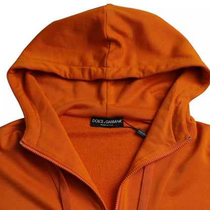 Dolce & Gabbana Orange Hooded Pullover Sweatshirt Sweater