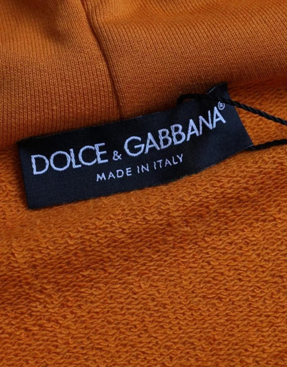 Dolce & Gabbana Orange Hooded Pullover Sweatshirt Sweater