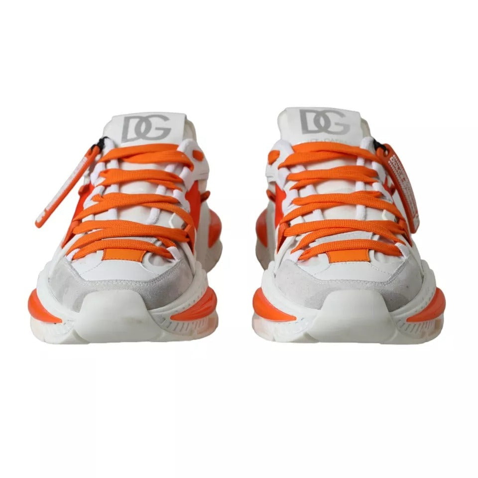 Dolce & Gabbana White Orange Airmaster Low Top Sneakers Shoes