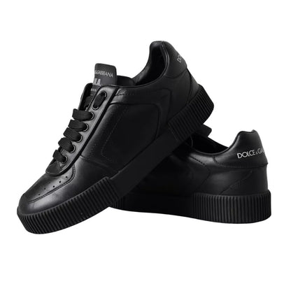 Dolce & Gabbana Black Leather Low Top Sneakers Men Shoes